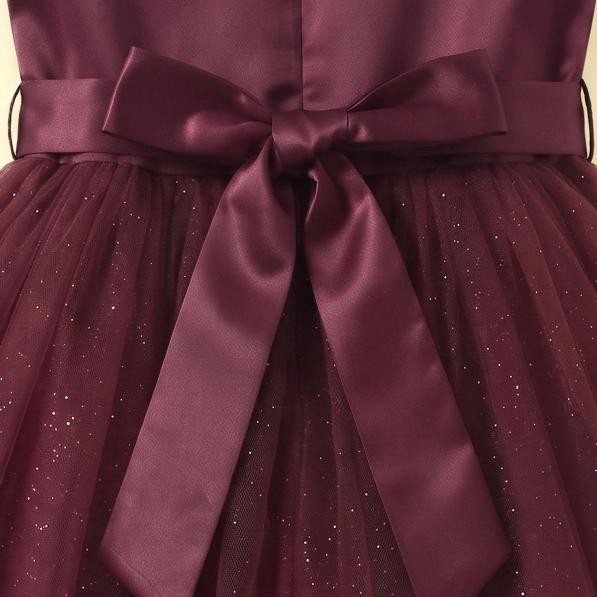 Girls Maroon Glitter Print Sleeveless Party Gown Party Dresses