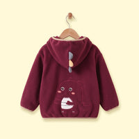 Boys Burgundy Dinosaur Embroidered Hooded Jacket Coats & Jackets