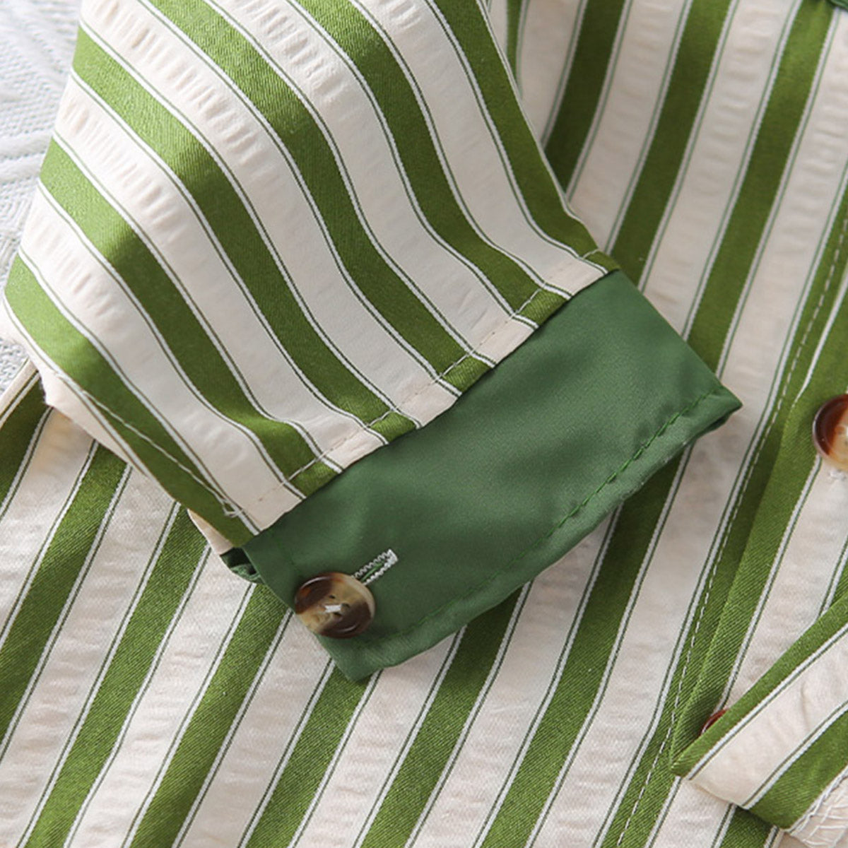 Boys Green Stripes Oversized Shirt With Denim Pants Set 2 pc. Sets