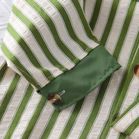 Boys Green Stripes Oversized Shirt With Denim Pants Set 2 pc. Sets
