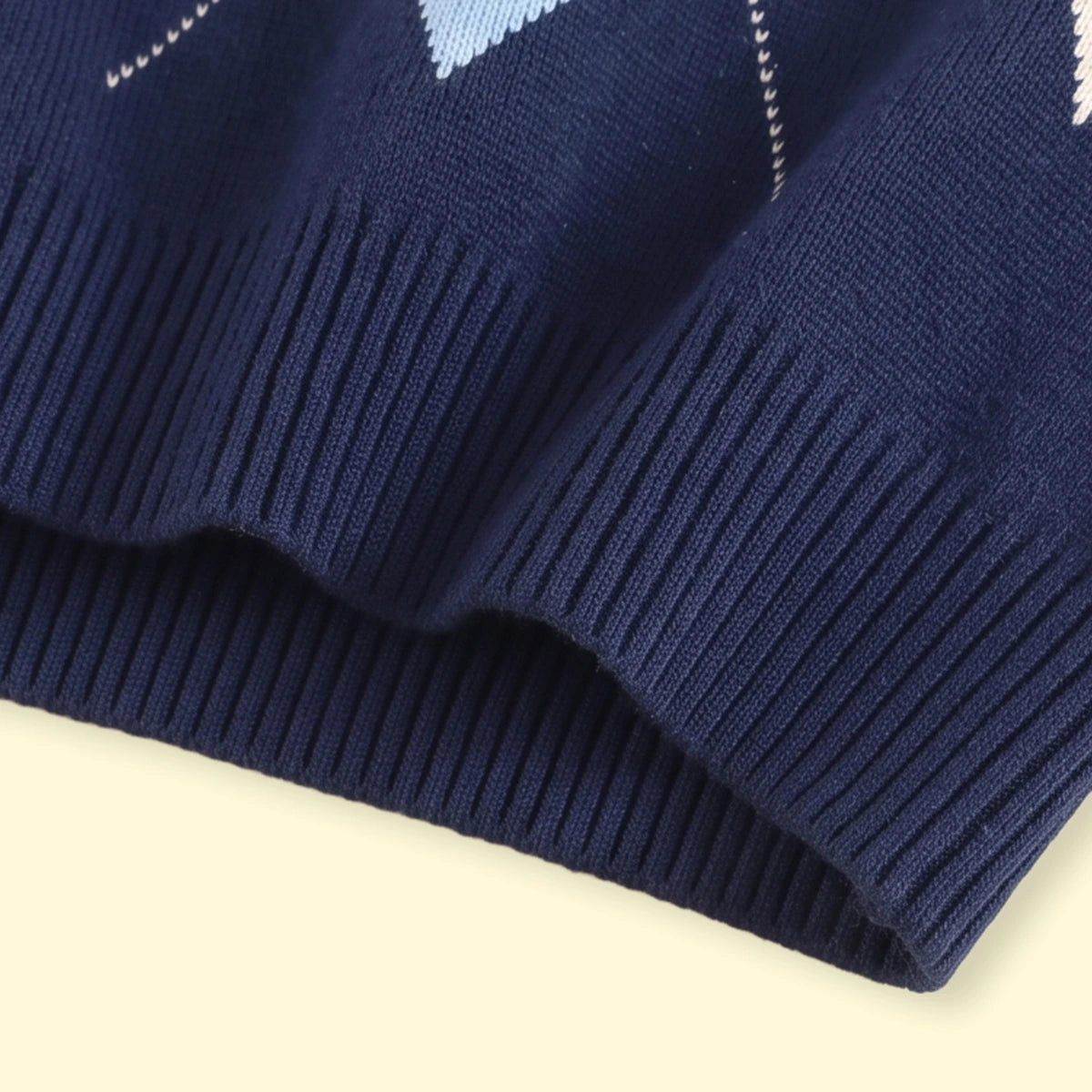 Boys Navy Blue Diamond Jacquard Long Sleeve Sweater Sweaters & Cardigans