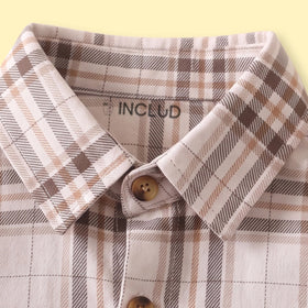 Boys Brown Checked Long Sleeve Shirt Shirts
