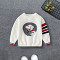 Boys White Regular Sweater With Self-Design Puppy Patterns Sweaters & Cardigans White 2-3 Y