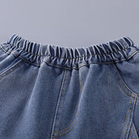 Boys Printed Short Sleeves T-Shirt With Light Blue Denim Shorts Set 2 pc. Sets