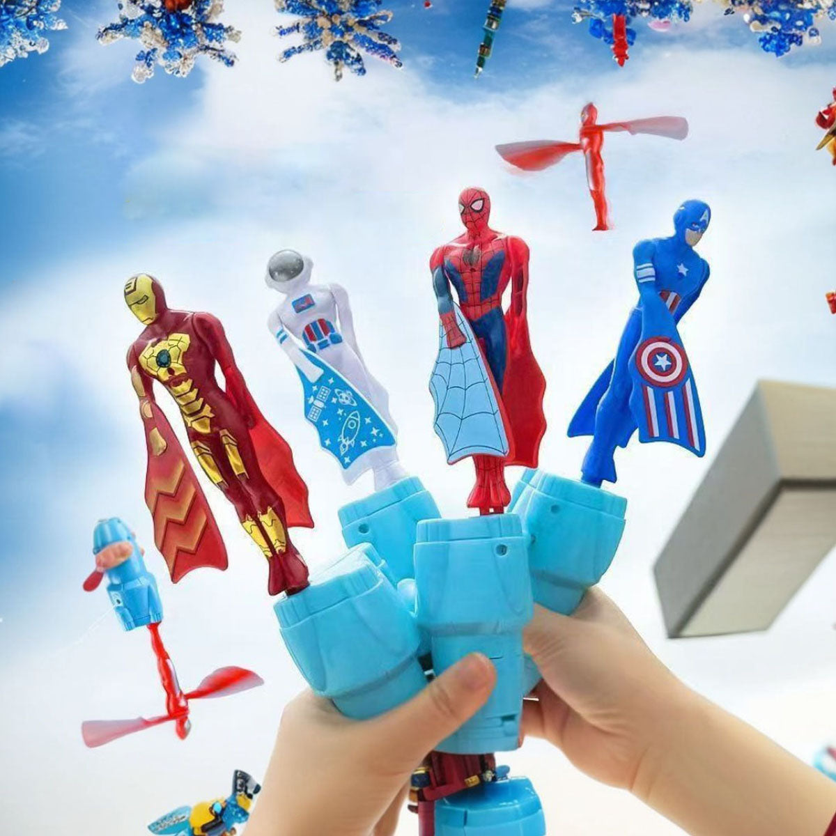 Kids Super Hero Pull-String Flying Action Figure Toy Trending Accessories Multicolor Onesize