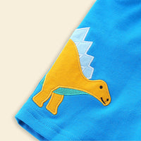 Boys Dinosaur Embroidery Rib Waist Shorts Shorts   