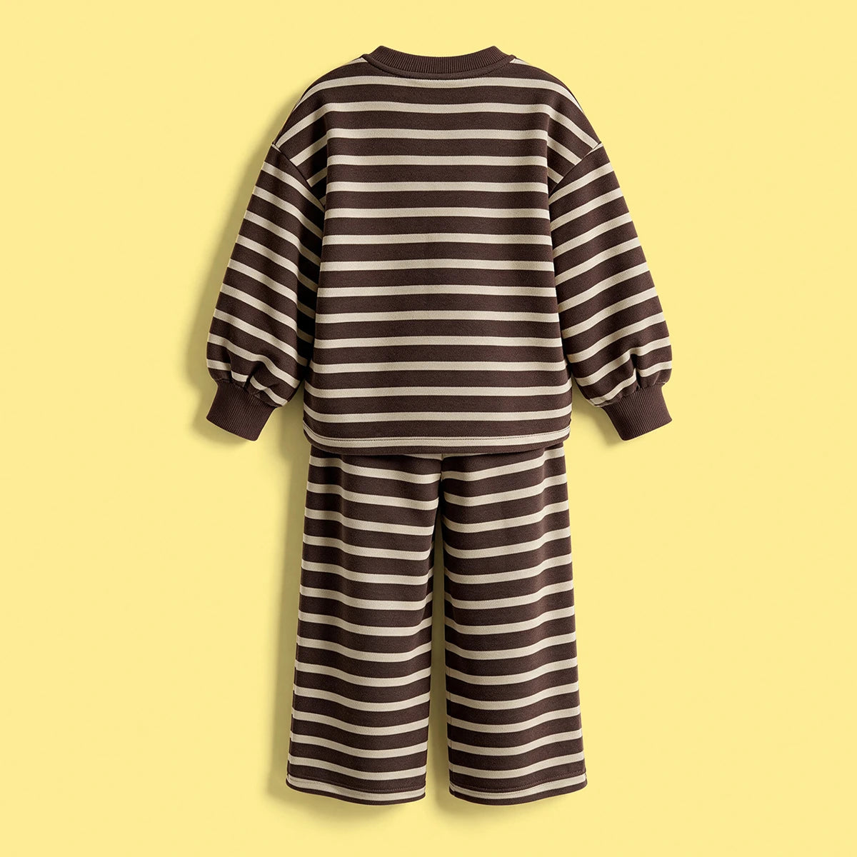 Girls Brown Striped Sweatshirt & Pants Co-ord Sets Sets