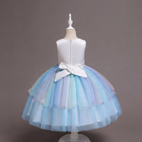 Girls Light Blue Floral Applique Sleeveless Fit & Flare Party Wear Dress Party Dresses