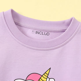 Girls Lavender Unicorn Print Sweatshirt With Pants Sets 2 pc. Sets