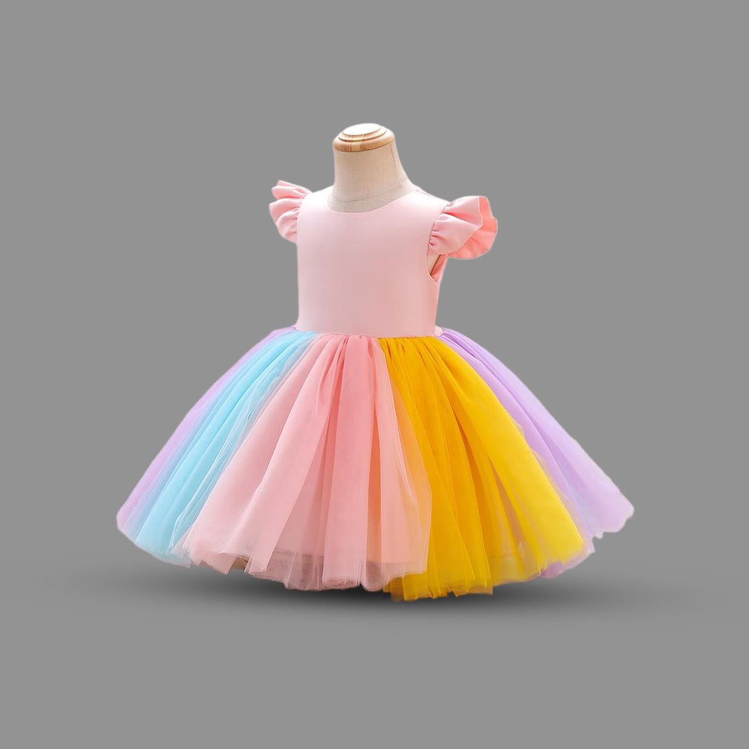 Girls Multicolor Fit & Flare Party Wear Dress Party Dresses   