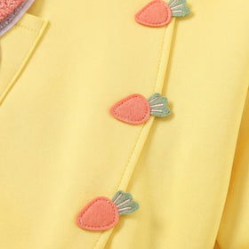 Girls Yellow Solid Rabbit Applique Hooded Sweatshirt With joggers Set 2 pc. Sets