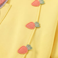 Girls Yellow Solid Rabbit Applique Hooded Sweatshirt With joggers Set 2 pc. Sets
