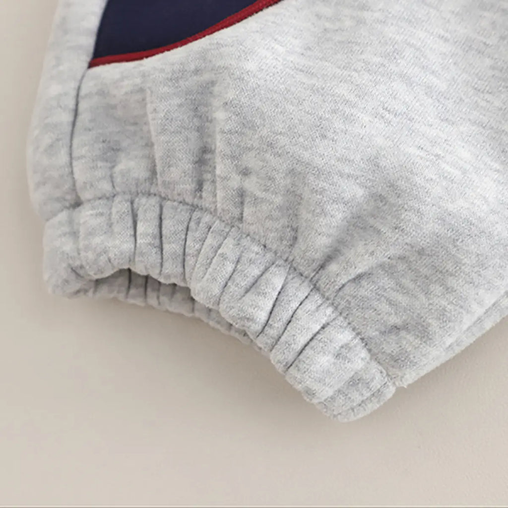 Boys Grey Color-blocked Sweatshirt With jogger Co-ord Sets Sets
