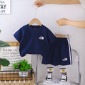 Boys Navy Blue Typographic Print T-Shirt & Shorts Co-ord Sets Sets Navy Blue 1-2 Y