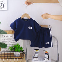 Boys Navy Blue Typographic Print T-Shirt & Shorts Co-ord Sets Sets Navy Blue 1-2 Y