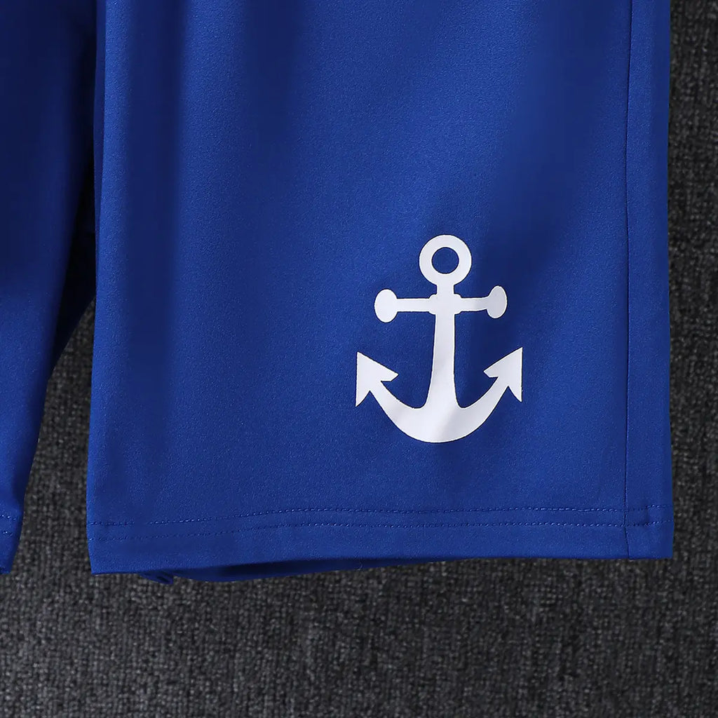 Boys Blue Anchor Printed T-Shirt With Shorts Sets Sets