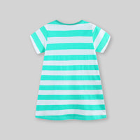 Girls Patch Applique Striped A-Line Dress Casual Dresses   