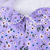Girls Purple Floral Printed Puff Sleeves Dress Casual Dresses