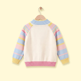 Girls Multicolour Animal Applique Raglan Sleeve Cardigan Sweaters & Cardigans