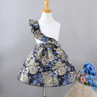 Girls Multicolor Sleeveless Floral Print Ruffle Dress Casual Dresses Multicolor 3-4 Y