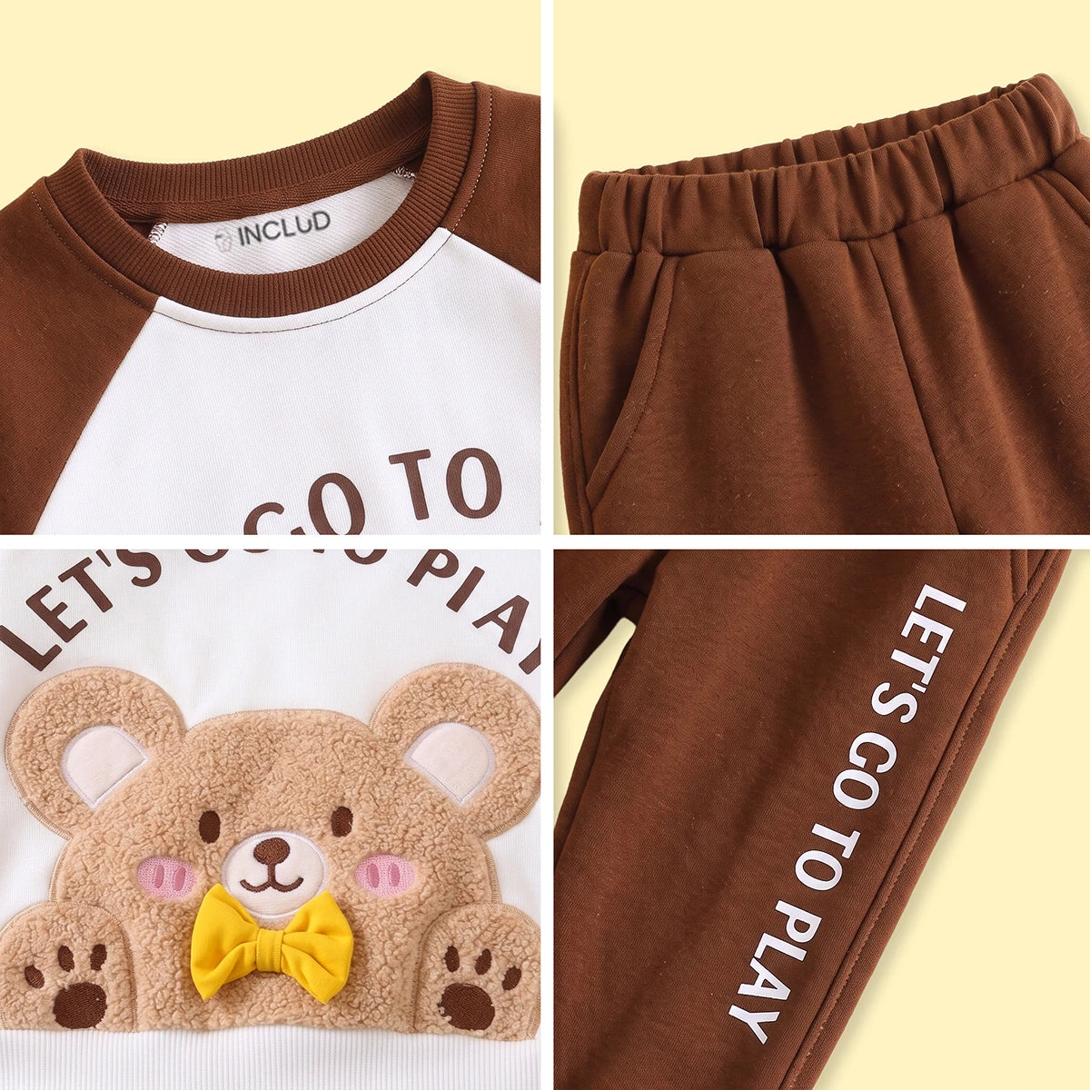 Boys Brown Typography Print Sweatshirt With Pants Sets 2 pc. Sets