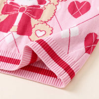 Girls Pink Bear Jacquard Sweater Vest Sweaters & Cardigans