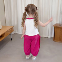 Girls Bunny Print Sleeveless Top With Fuchsia Pants Sets 2 pc. Sets
