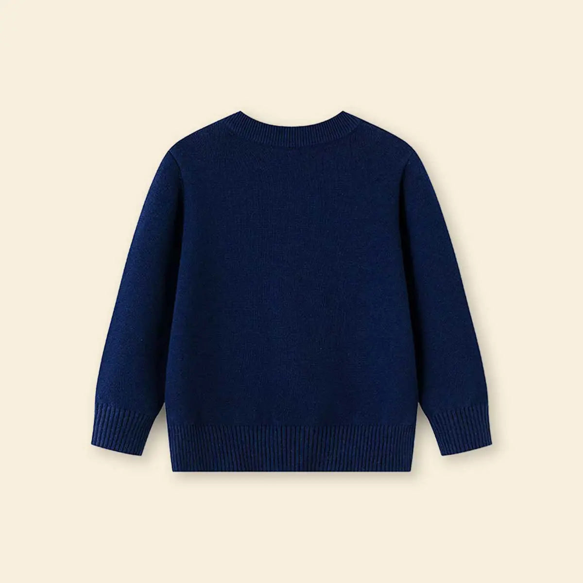 Girls Navy Blue Hamburger Embroidered Crewneck Cardigan Sweaters & Cardigans