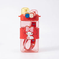 Cute Kids Red Dual Spout Water Bottle with Straw, Leakproof Lid & Adjustable Strap Trending Accessories Red Onesize
