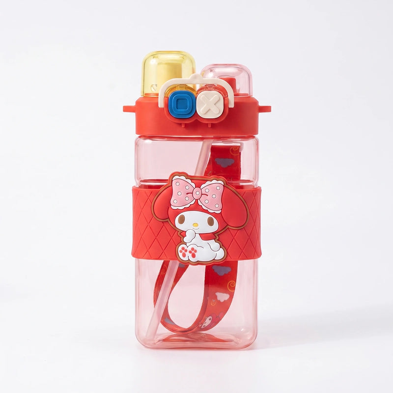 Cute Kids Red Dual Spout Water Bottle with Straw, Leakproof Lid & Adjustable Strap Trending Accessories Red Onesize