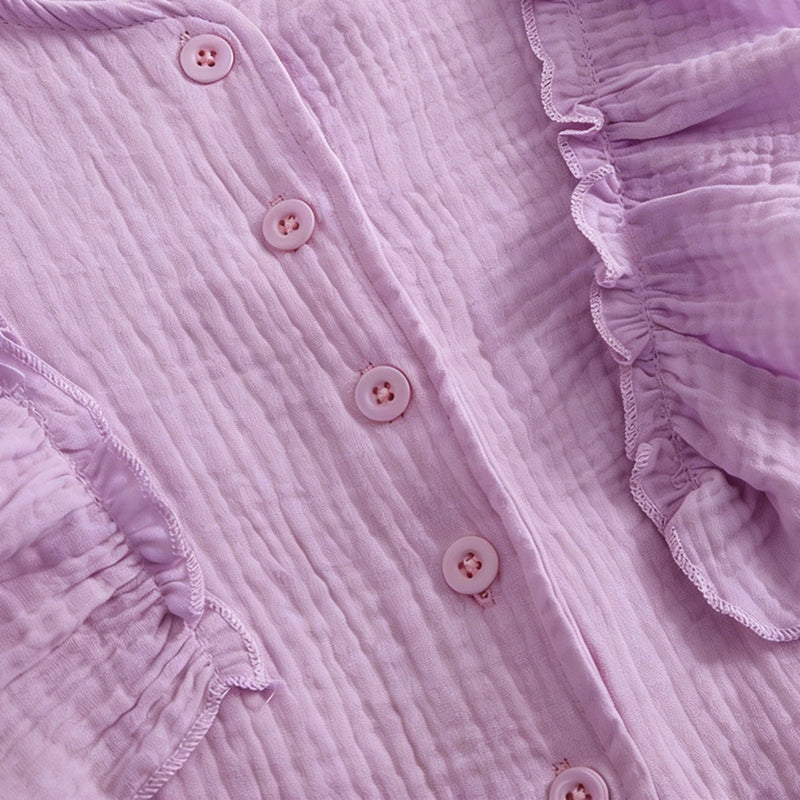 Girls Lavender Textured Ruffled Top with Tiered Skirt Sets 2 pc. Sets
