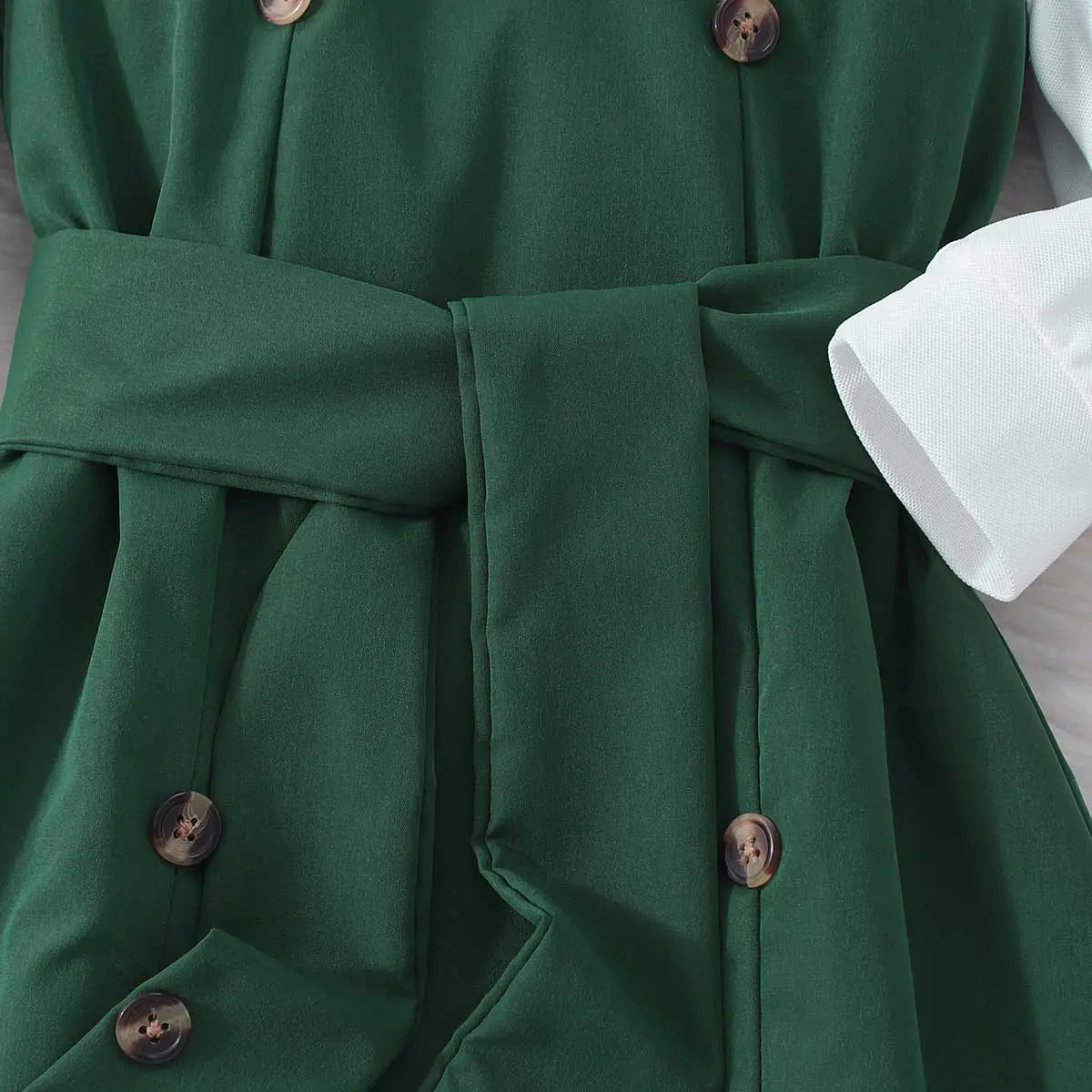 Girls Green Solid Long Sleeves Shirt Dress Casual Dresses
