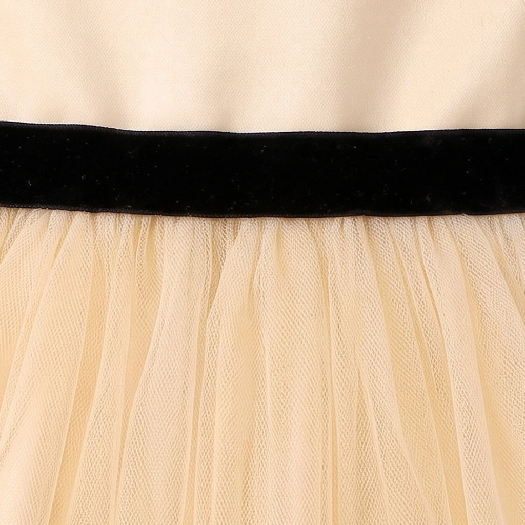 Girls Yellow Floral Applique Sleeveless High-Low Party Dress Party Dresses