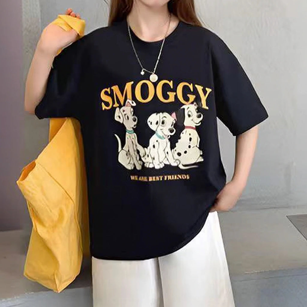Girls Black Animal Graphic Short Sleeve T-Shirt With Elasticated Shorts Sets Sets