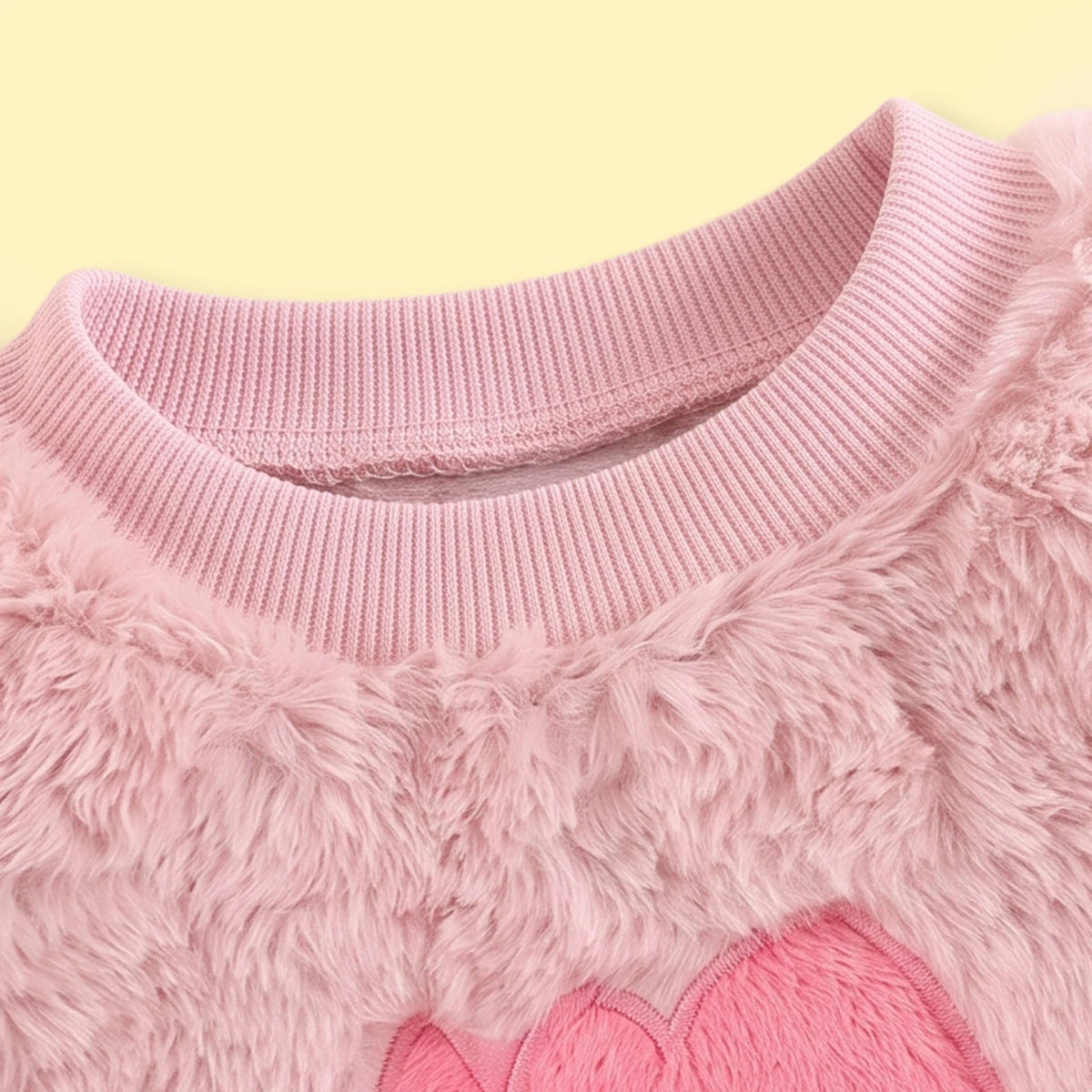 Girls Pink Floral Applique Long Sleeve Fleece Sweatshirt Sweatshirts & Hoodies