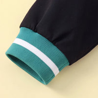 Boys Green Printed Front Open Varsity Bomber Jacket Coats & Jackets