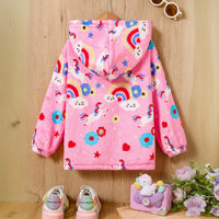 Girls Pink Unicorn Hooded Zipper Fleece Jacket Coats & Jackets