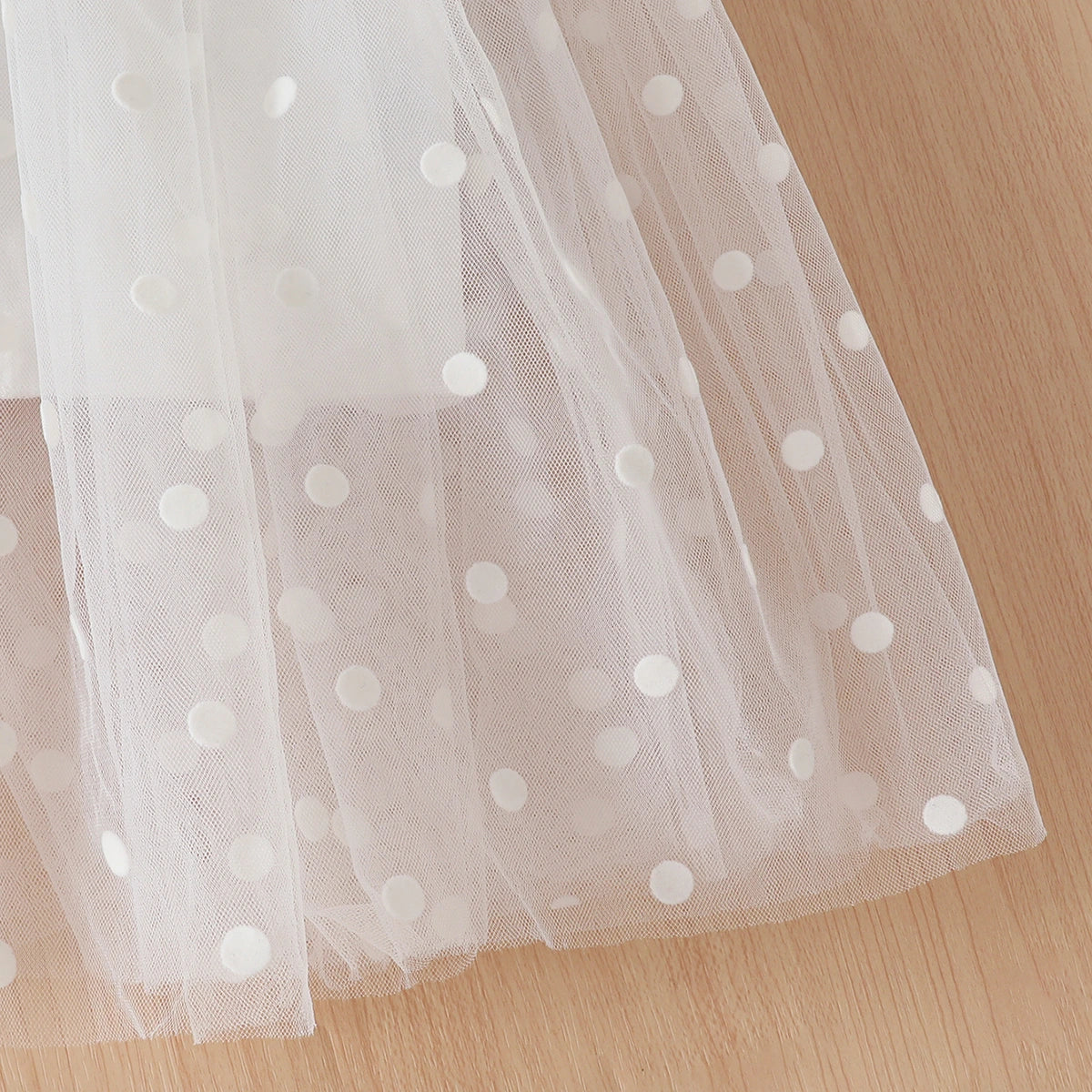 Girls Sky Blue Crop Top With Polka Dot Printed Tulle Overlay Skirts Set Sets