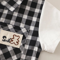 Boys Black Checked Shirt With Shorts & Sling Bag Sets Sets