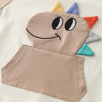 Boys Beige Dino Patchwork Raglan Sleeve T-shirt with Shorts Set Sets