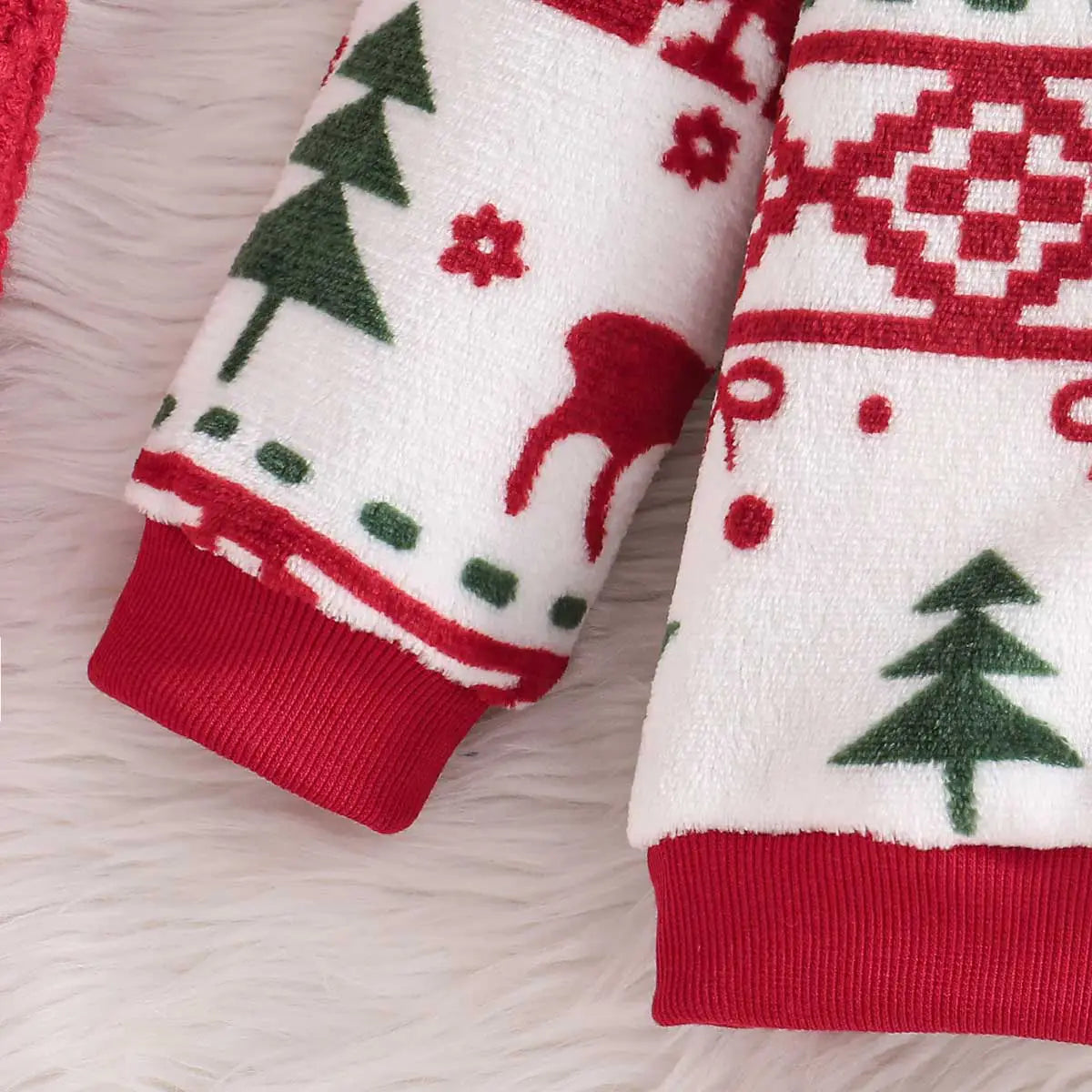 Girls White Self-Design Christmas Theme Patterns Fleece Sweatshirt Sweatshirts & Hoodies