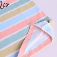 Boys Green Striped Hello Printed T-Shirt With Shorts Sets Sets
