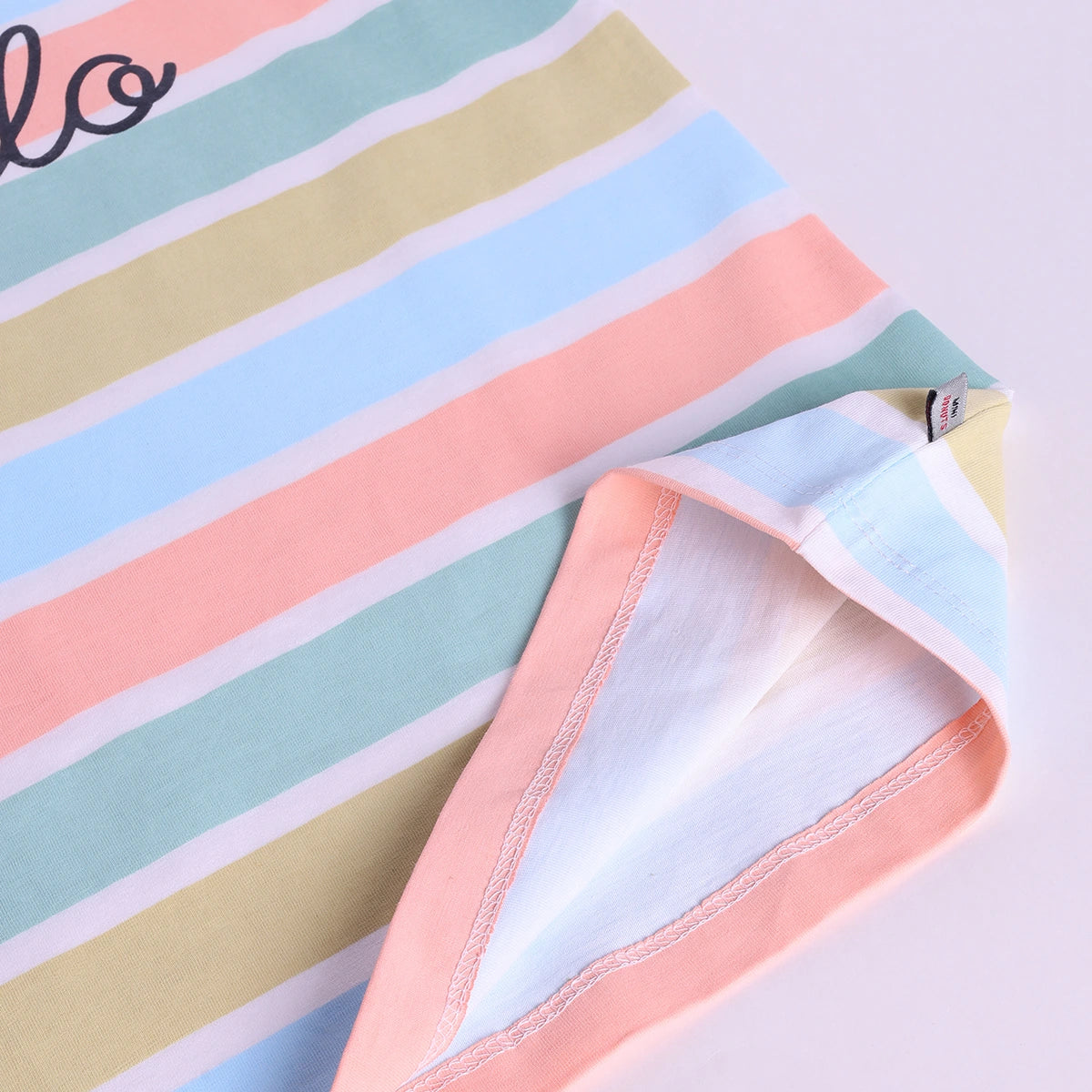 Boys Green Striped Hello Printed T-Shirt With Shorts Sets Sets