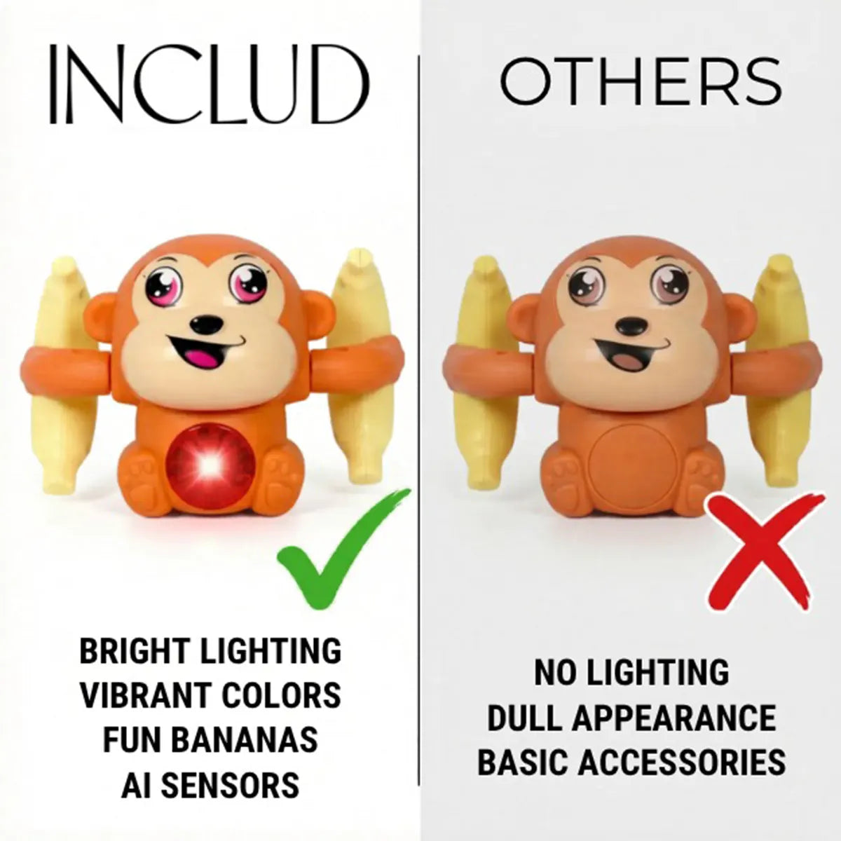 Dancing Monkey Toy with Lights, Music & Voice Sensor Fun Spinning Baby Toy Trending Accessories