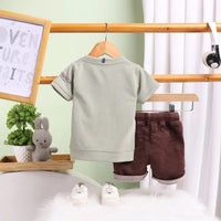 Boys Green Graphics Short Sleeves T-Shirt With Shorts Set Sets
