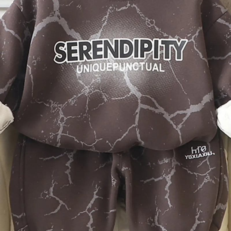 Boys Grey Printed Regular Sweatshirt With Pants Sets 2 pc. Sets