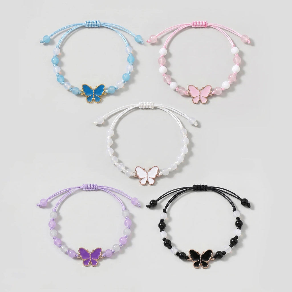 Pack Of 5 Girls Multicolour Butterfly Beaded Bracelet Sets Bracelet Multicolor Onesize