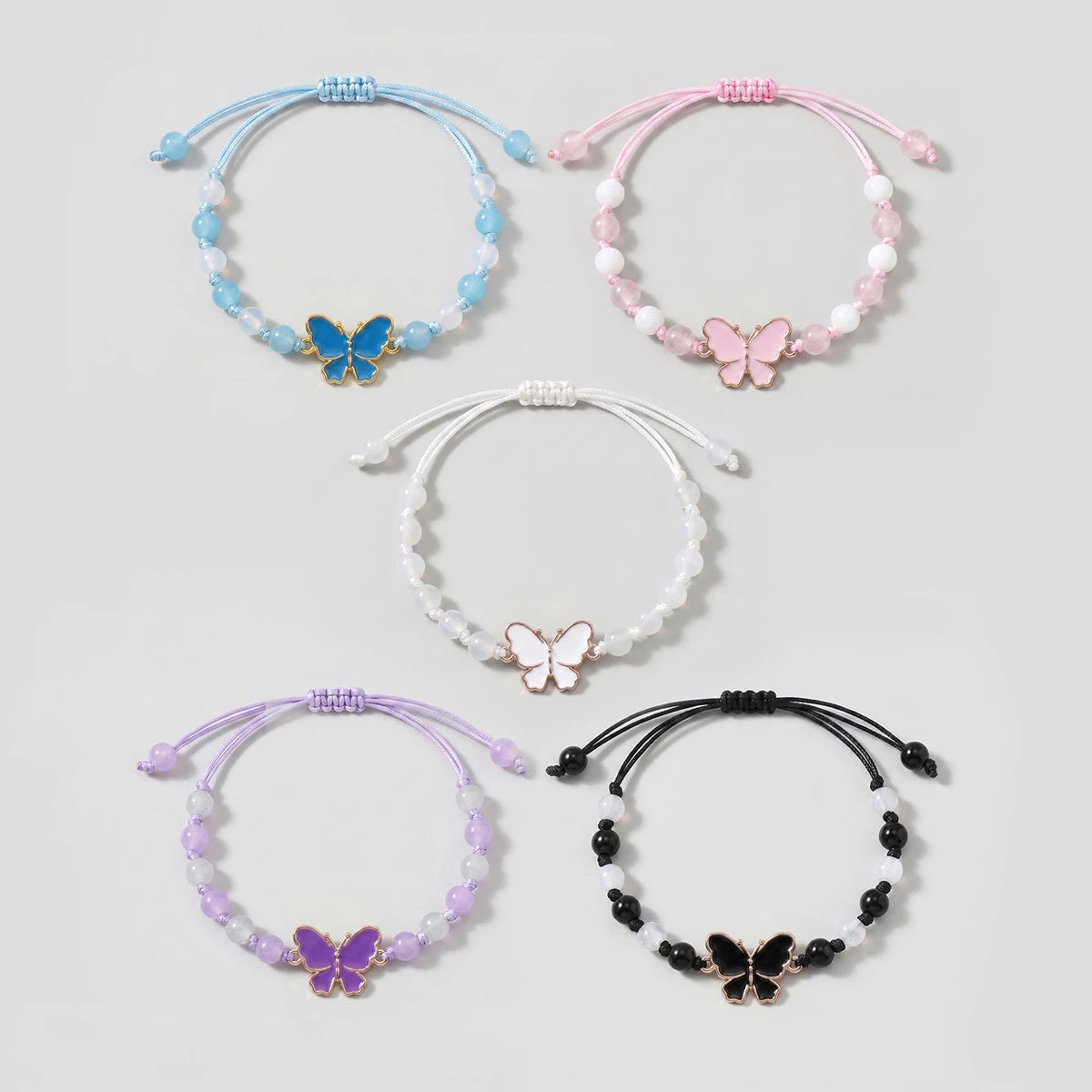 Pack Of 5 Girls Multicolour Butterfly Beaded Bracelet Sets Bracelet Multicolor Onesize