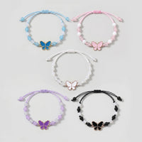 Pack Of 5 Girls Multicolour Butterfly Beaded Bracelet Sets Bracelet Multicolor Onesize