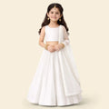 Girls White Lehenga Choli Set with Dupatta, Traditional Indian Ethnic Wear Ethnicwear Girls White 1-2 Y